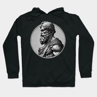 Ancient Warrior In Circular Frame - Greek Statue Style Hoodie